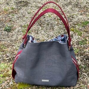 Cork handbag- Red & Gray